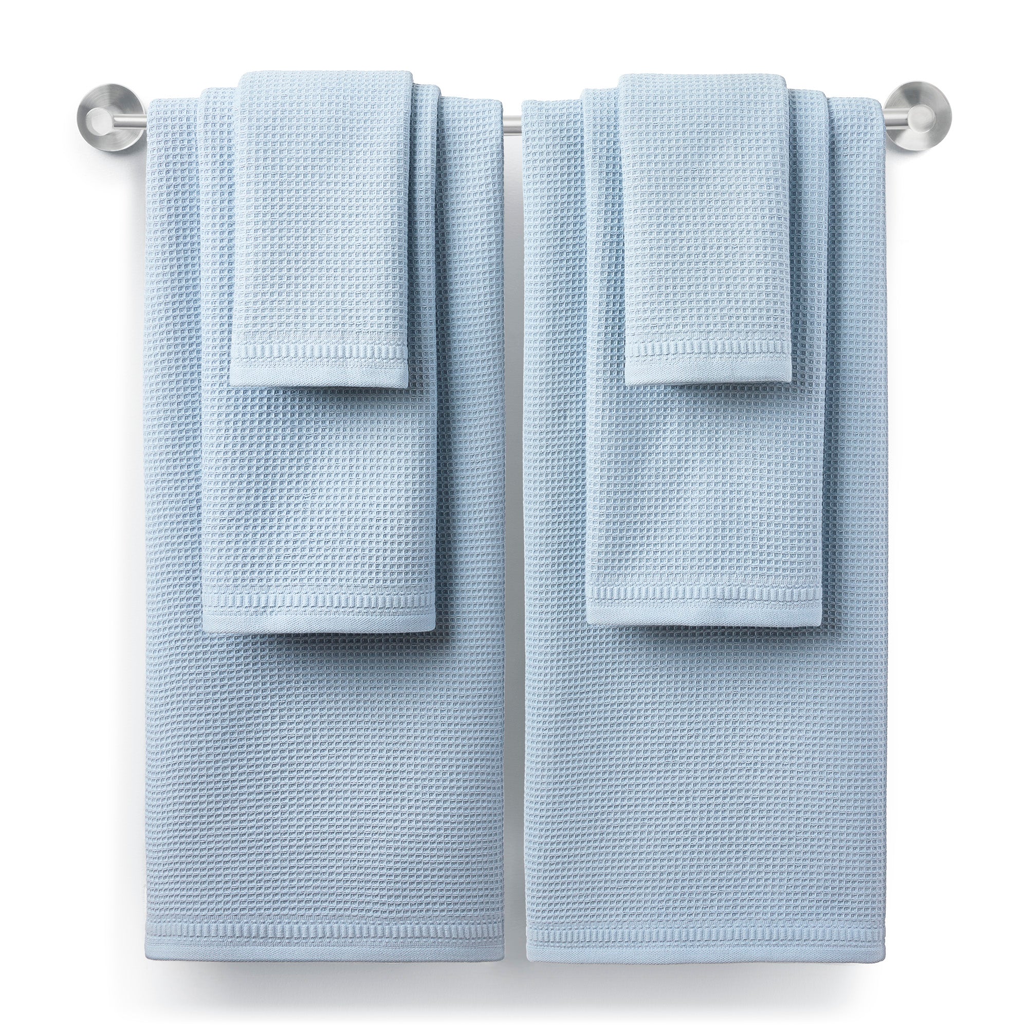 Caro Home top Spa Collection Towel Set Blue and White 2 Bath towels 2 Hand Towels