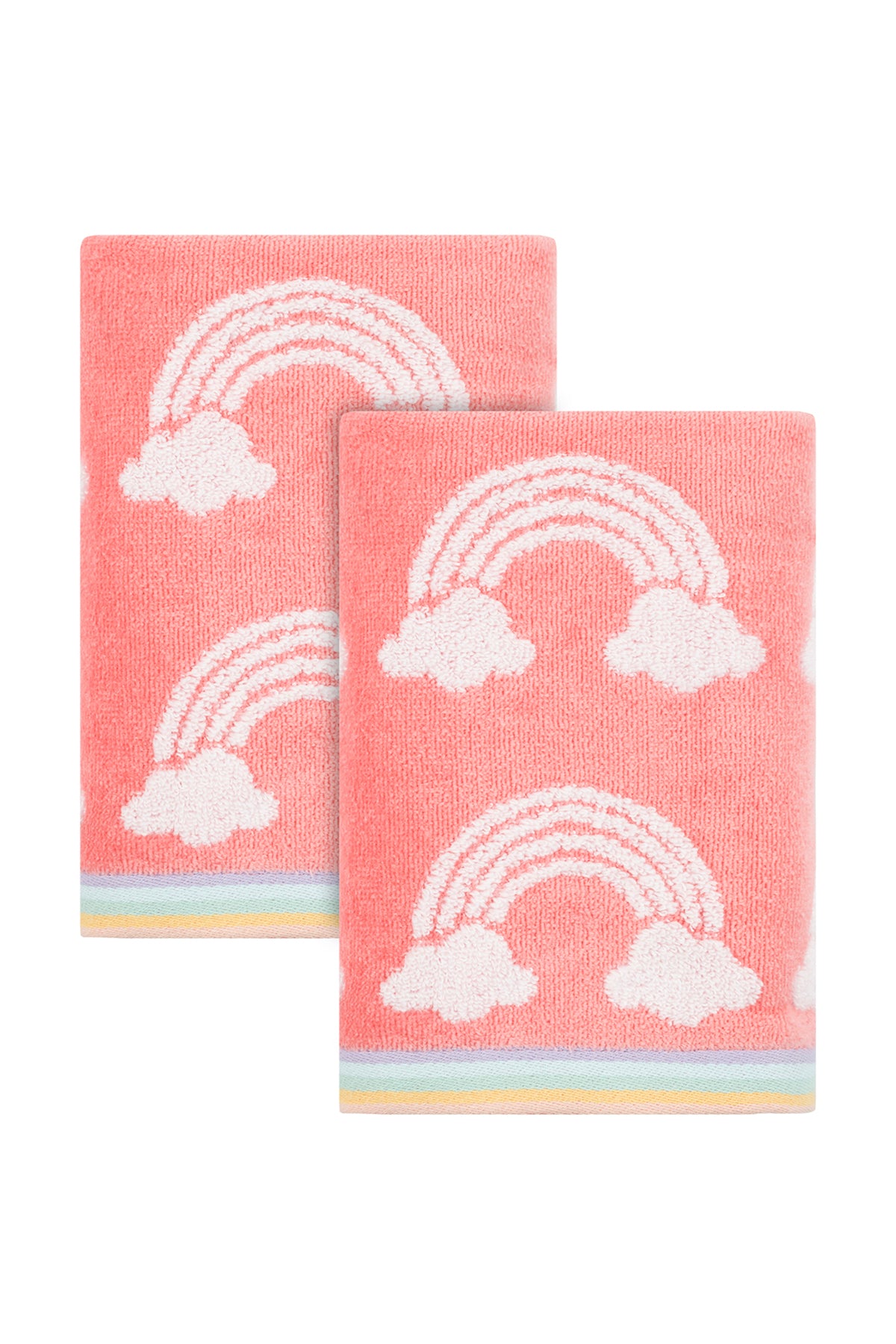 4pc CARO Home (2) Bath Towels (2) Hand Towel Unicorn's Pink Rainbow  Mystical Fun