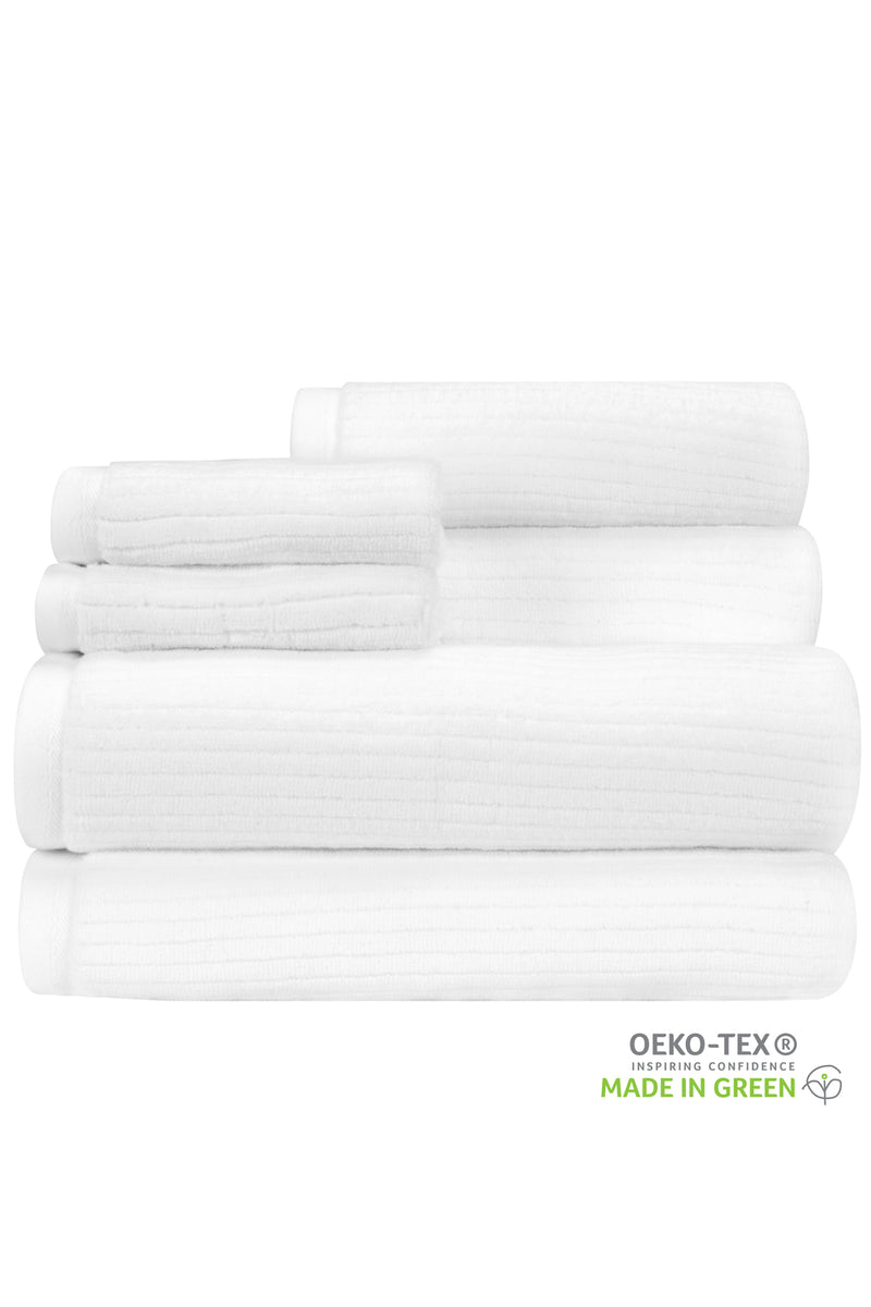6-Piece White Highly Absorbent Cotton Quick Drying Bath Towel Set