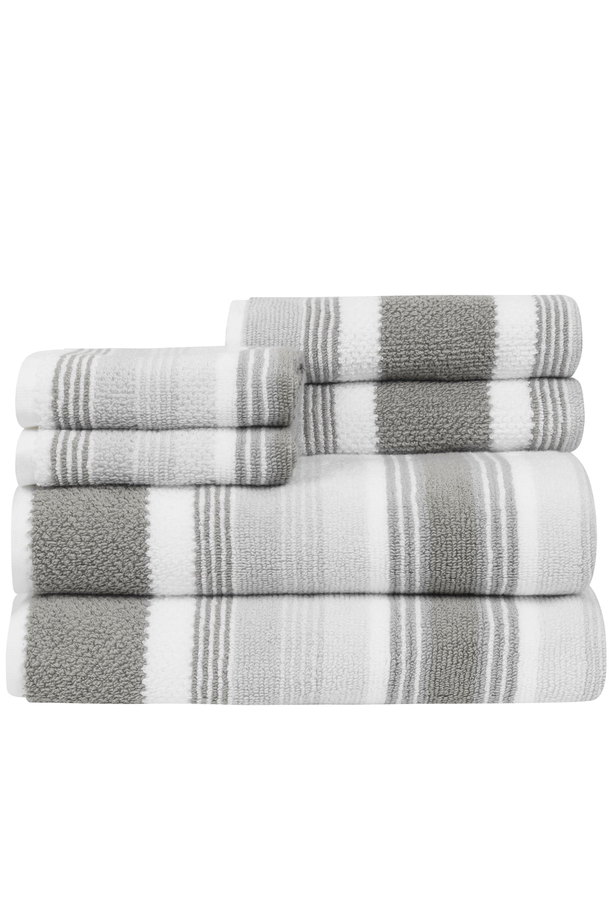 Caro Home Dana Stripe Towel Collection Bath Towel Grey/Green/White